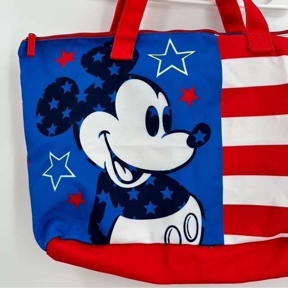 DISNEY Mickey Mouse American Flag Canvas Tote Bag Like New - Picture 2 of 13
